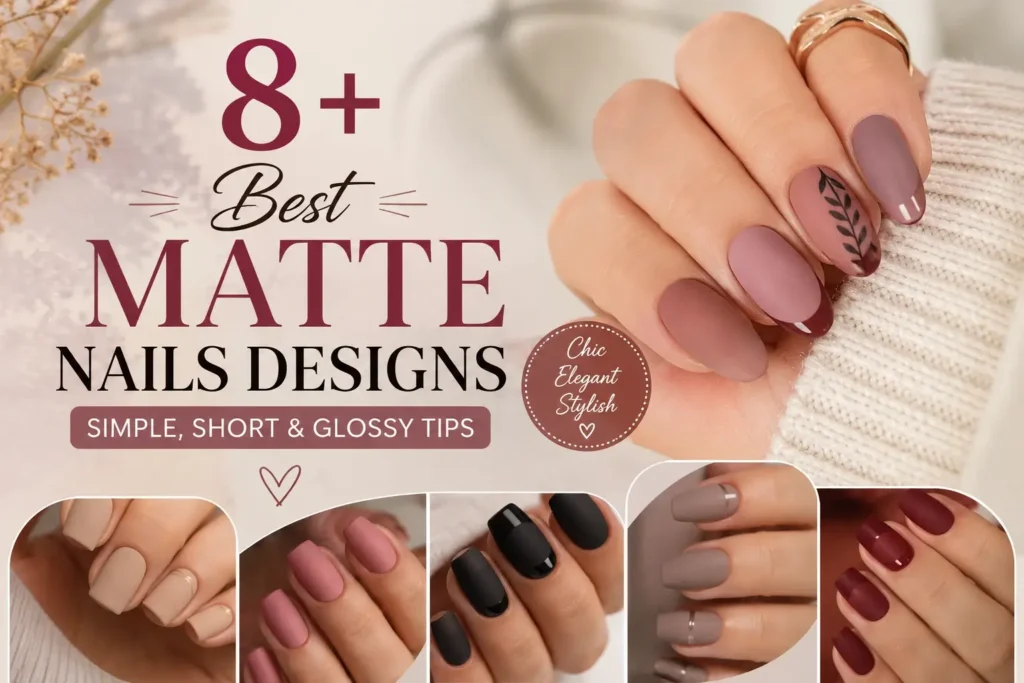 8+ Best Matte Nails Designs Simple, Short & Glossy Tips