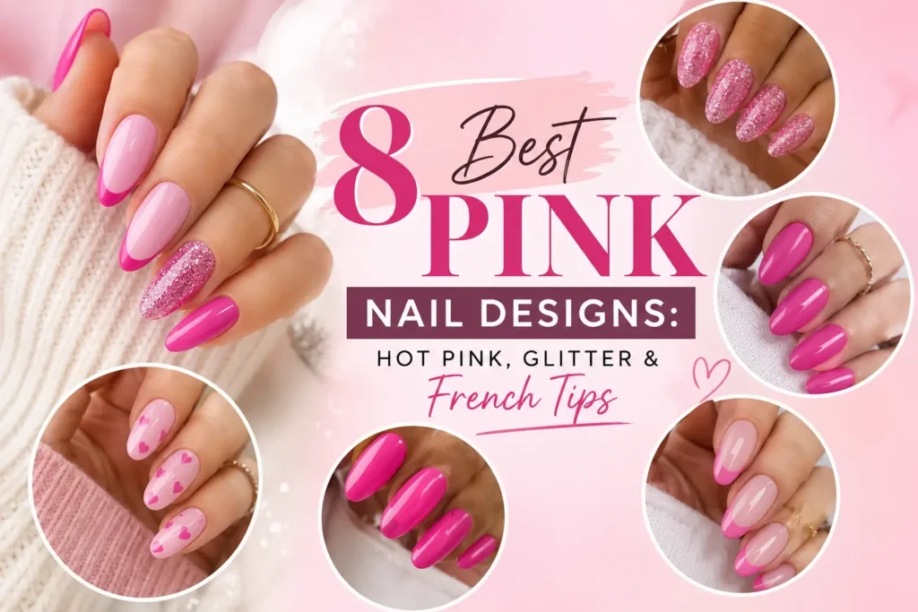 8 Best Pink Nail Designs Hot Pink, Glitter & French Tips