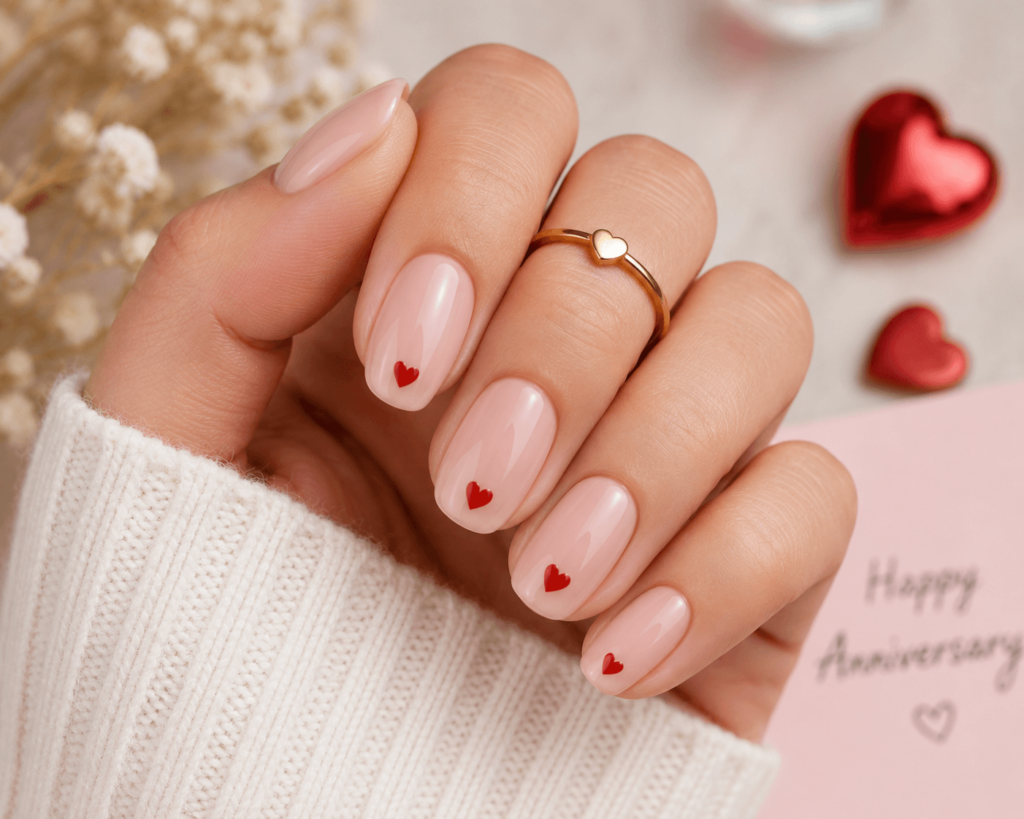 Anniversary Heart Nail Designs Simple