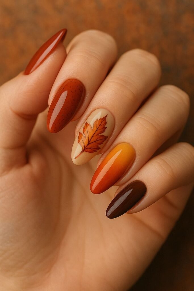 Autumn Leaf Nail Design