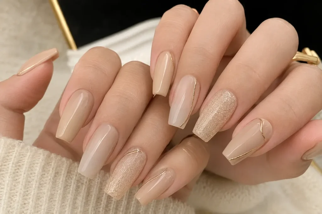 Beige Acrylic Nails Designs