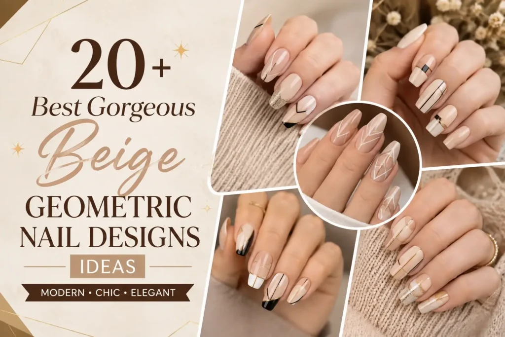 Beige Geometric Nail Designs