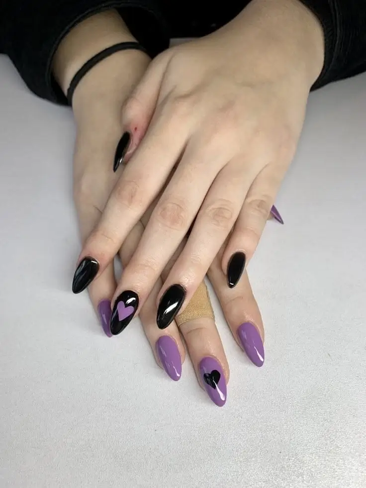 Black and Lavender Nails