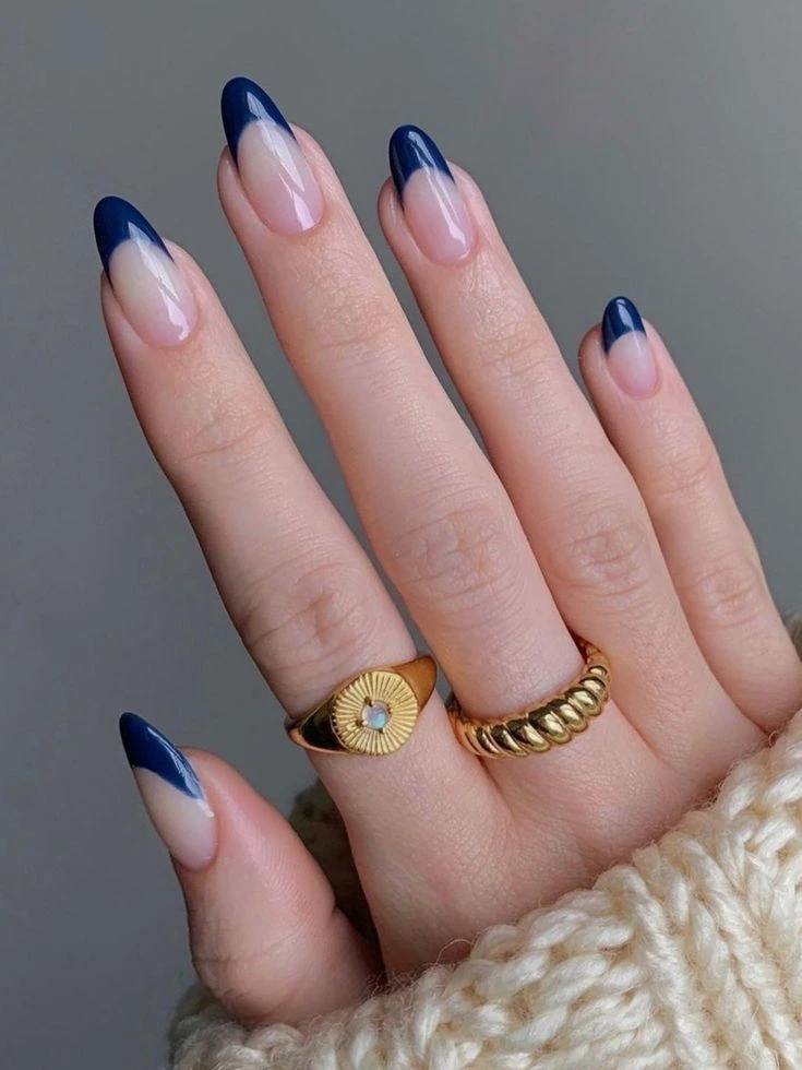 Blue French Tip Nail Designs