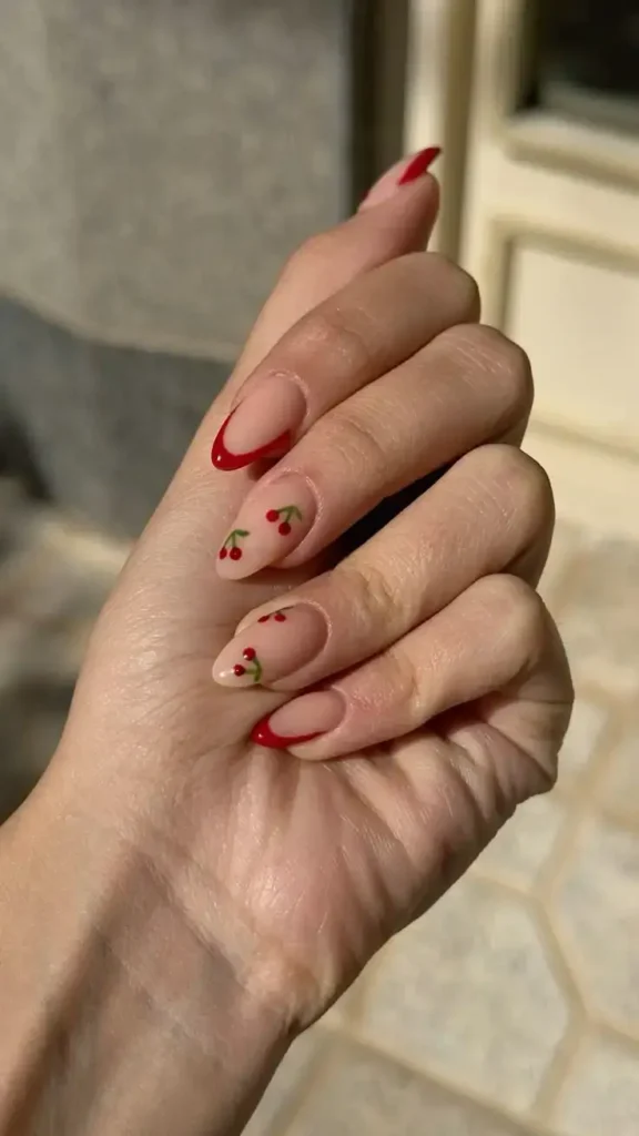 Cherry Red French Nails