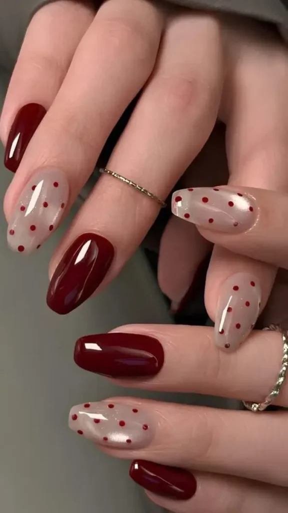 Cherry Red Polka Dot Nails 