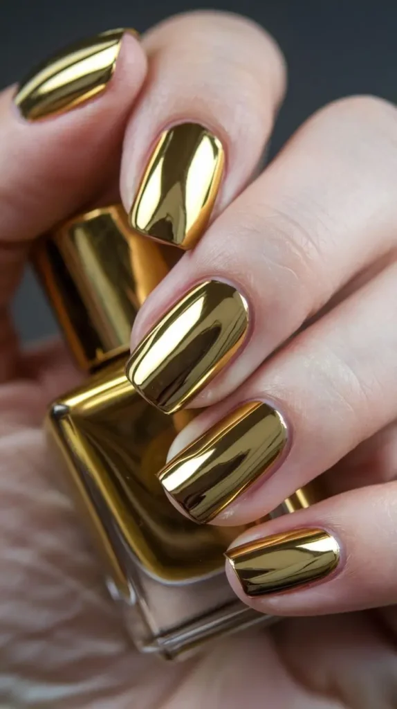 Chrome Nail Designs Gold