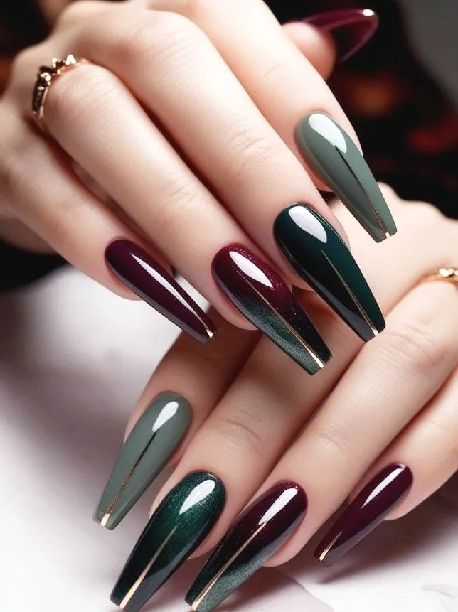 Coffin Nails with Gold Foil Lining
