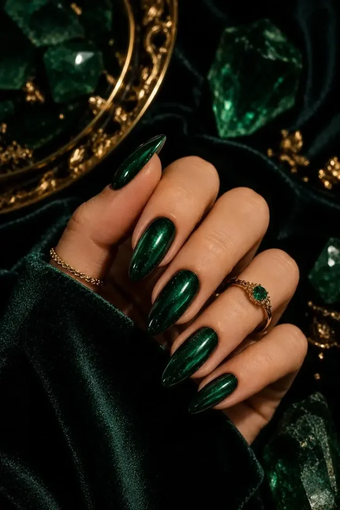 Emerald Green Nails Design