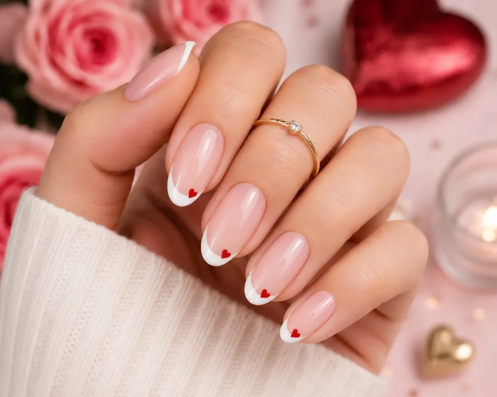 French Tip Heart Nails