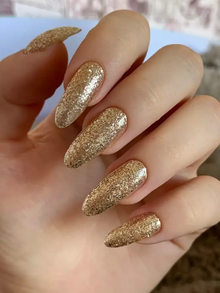 Gold Acrylic Nails Designs