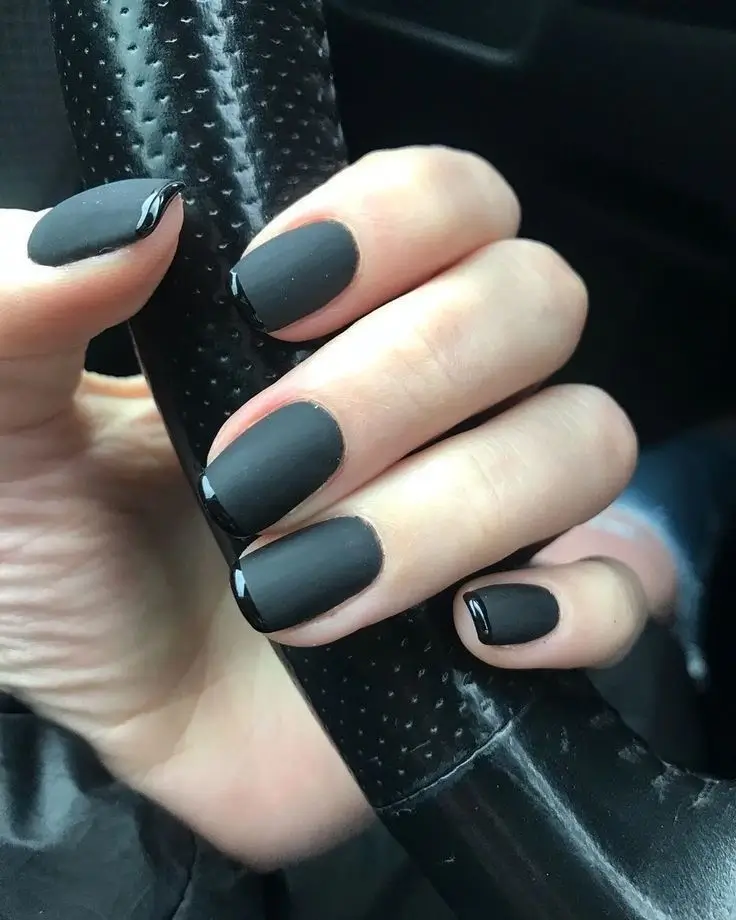 Matte Nails With Glossy Tips