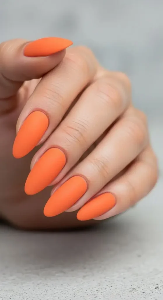 Matte Orange Nail Designs