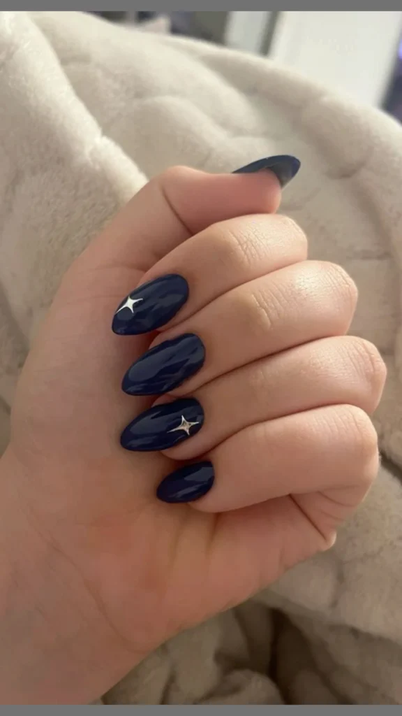 Navy Blue Star Nail Designs