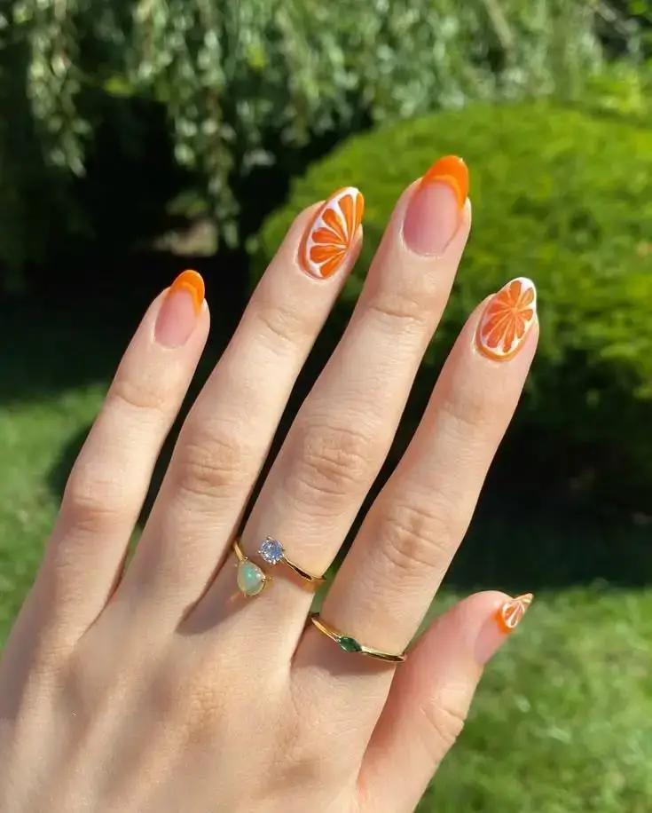 Orange Gel Nails Designs