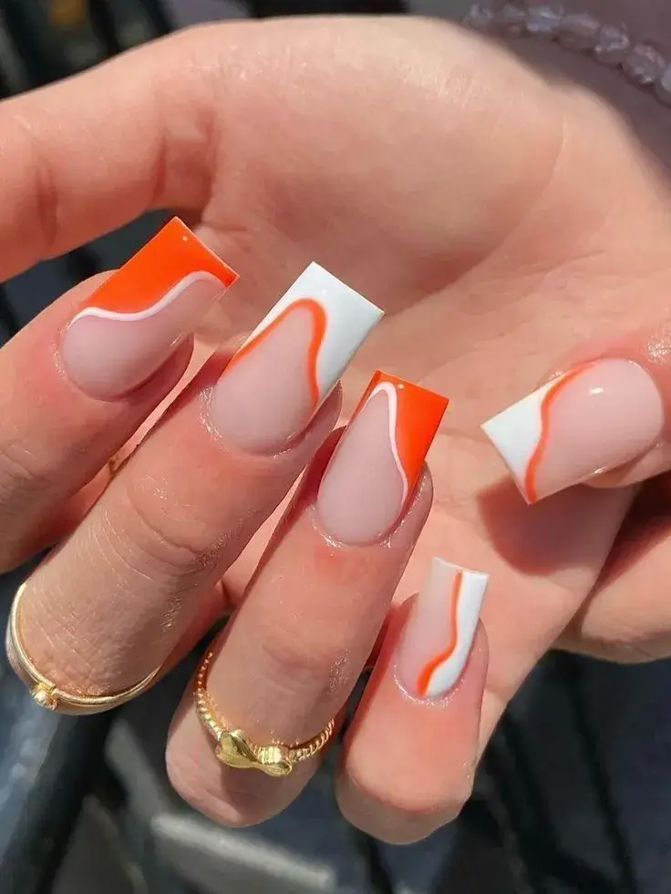 Orange and White Nail Designs