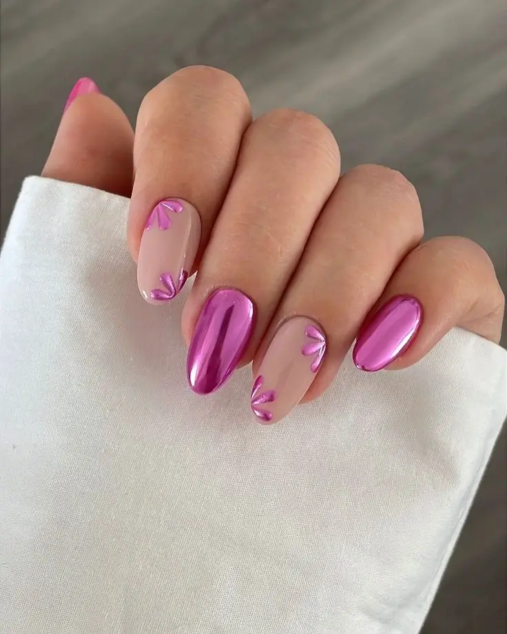 Pink Chrome French Tip Nails For Special Occasions