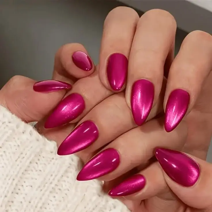 Rose Pink Chrome Nails