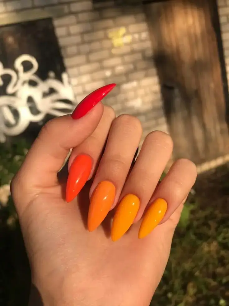 Shades of Orange Nails