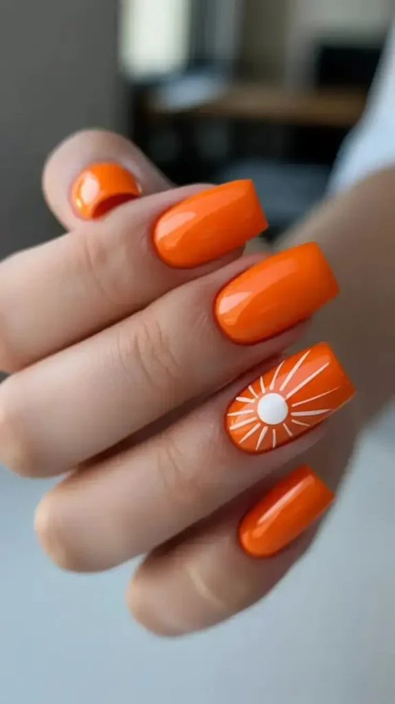 Simple Orange Nail Designs