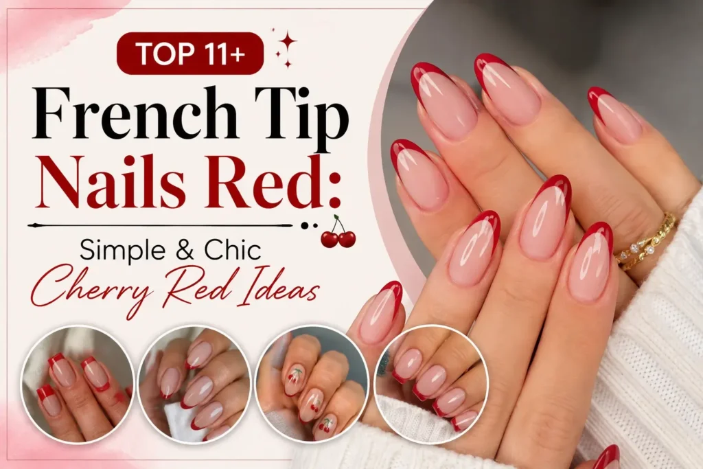 Top 11+ French Tip Nails Red Simple & Chic Cherry Red Ideas