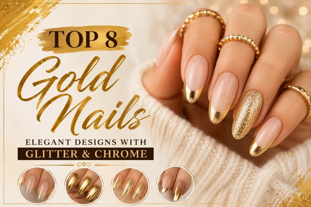 Top 25 Gold Nails Elegant Designs With Glitter & Chrome