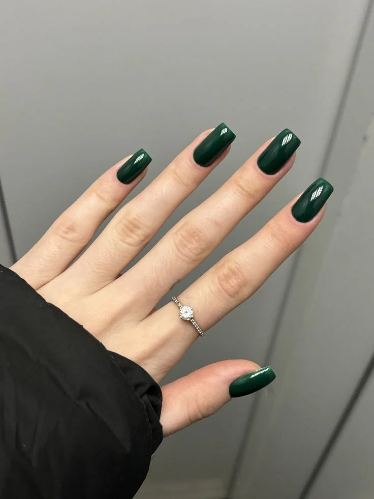 Dark Sage Green Nails