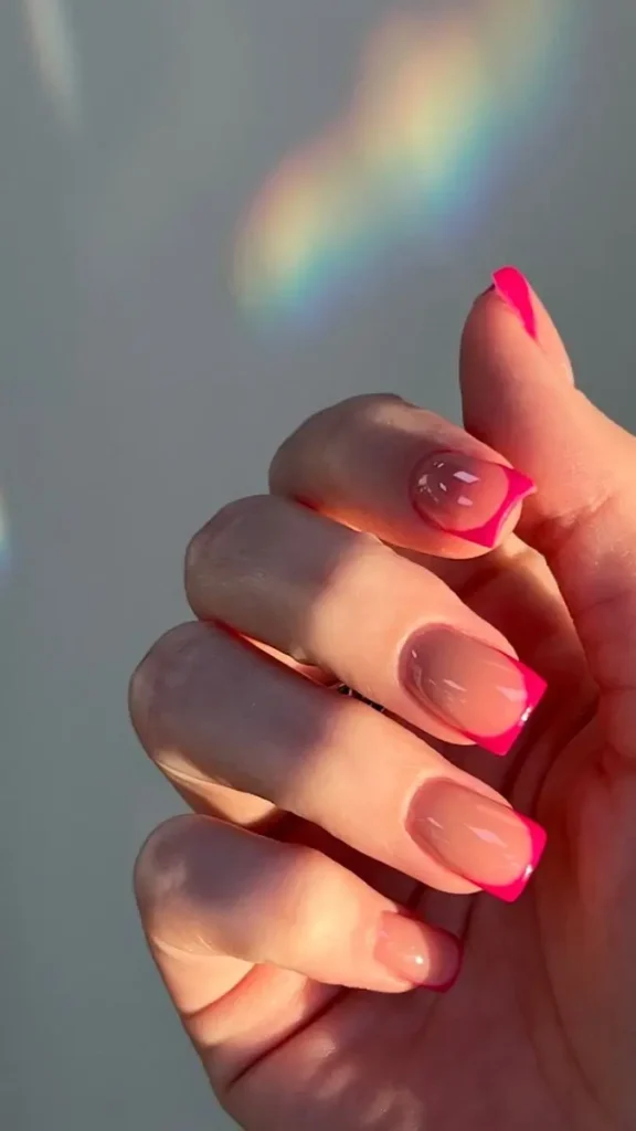 Hot Pink French Tip Nails