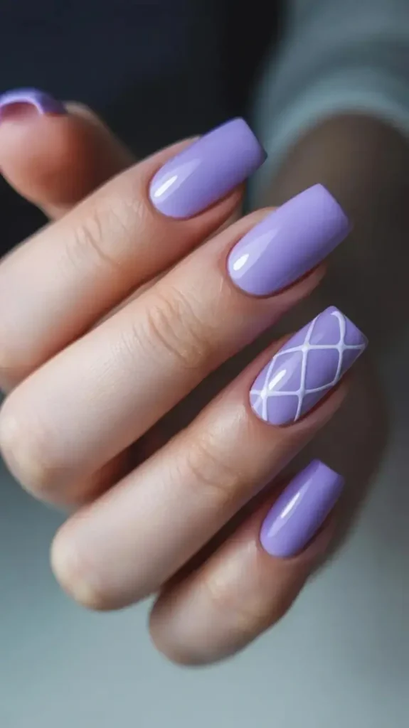 Light Purple Nails With Design