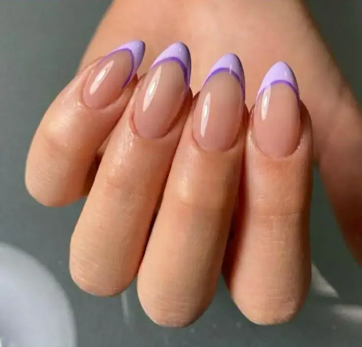 Lilac French Tip Nails Almond