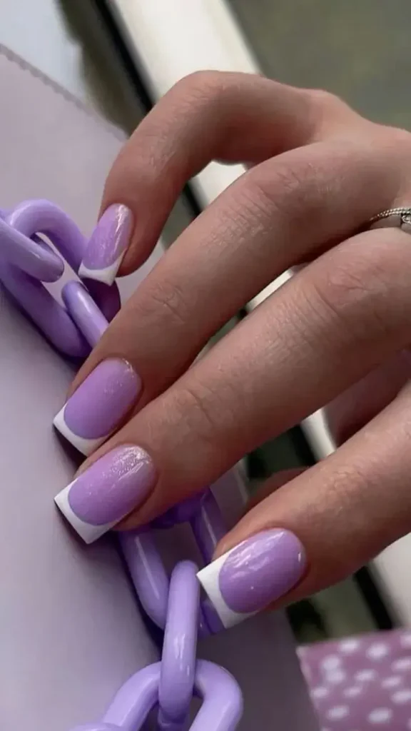 Lilac French Tip Nails Square