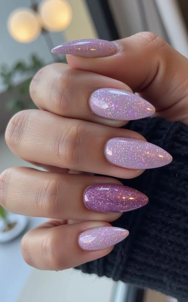 Lilac Nail Designs With Glitter