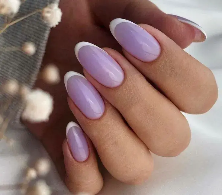 Lilac Nails With White Tips