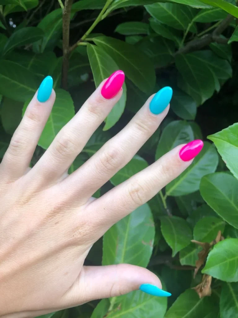 Nail Designs Turquoise and Pink
