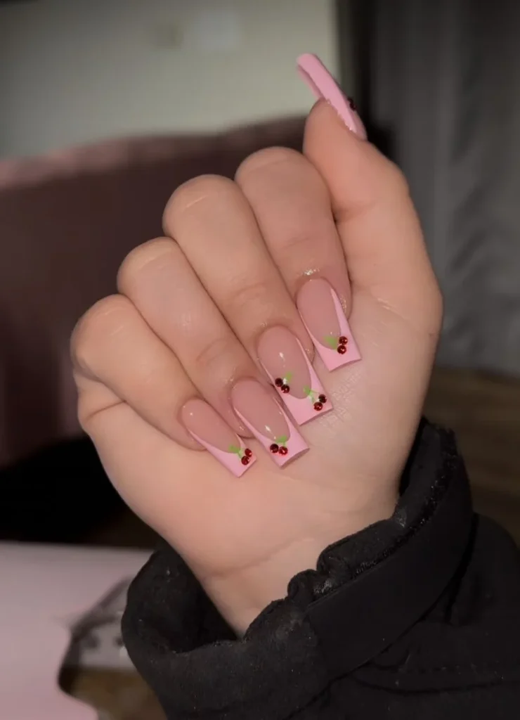 Nude Nails with Flowers