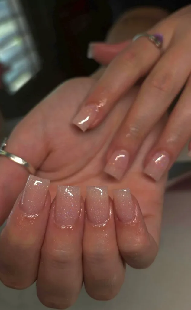 Nude Nails with Glitter