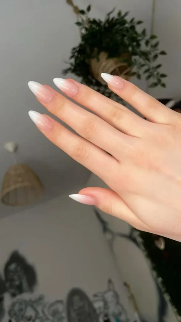 Nude and White Ombre Nails