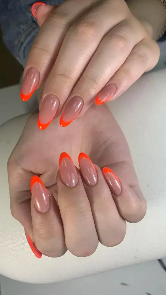 Orange French Tip Nails Pinterest