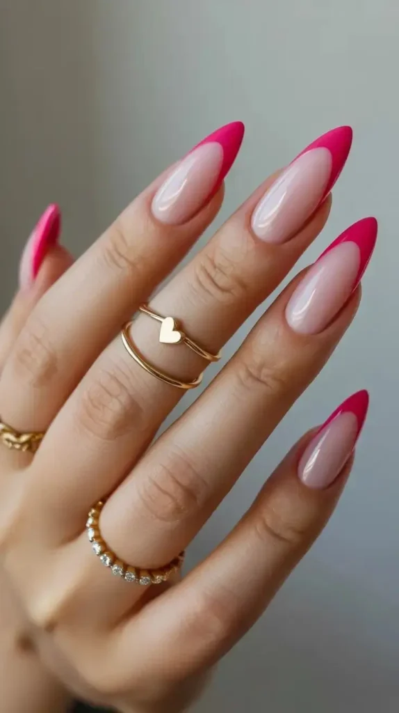 Pink Nails French Tip Almond