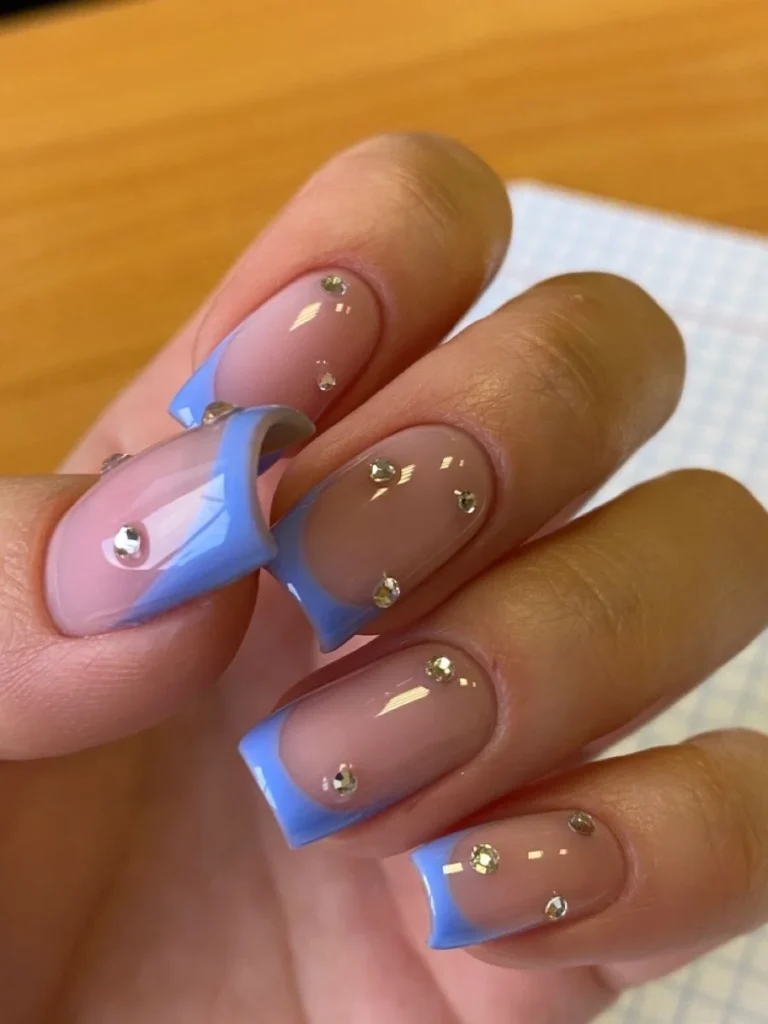 Purple French Tip Nails Coffin