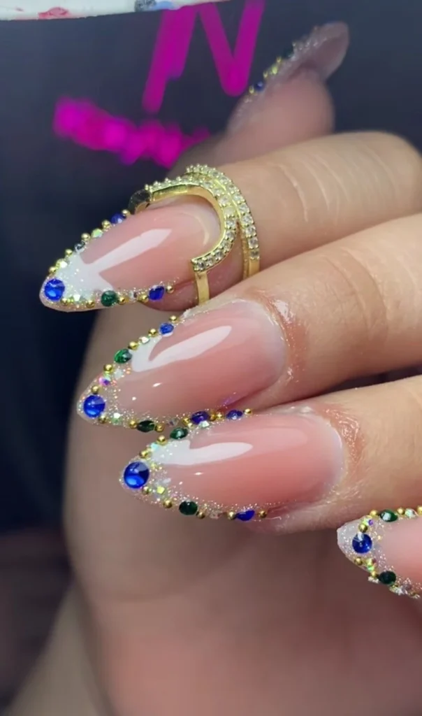 Rhinestone Bling French Tips