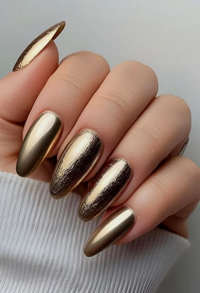 Soft Gold Chrome Nails