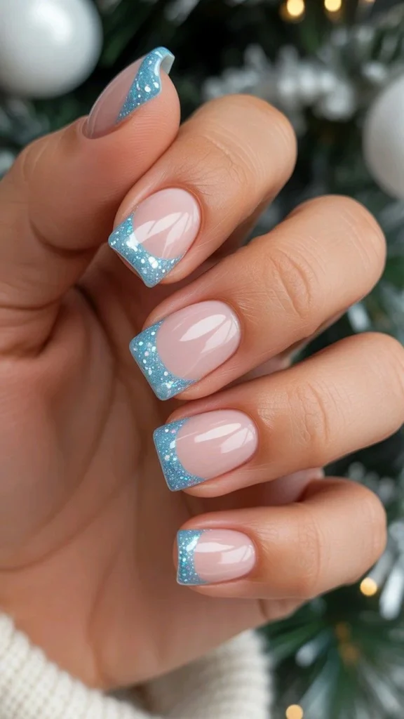 Sparkle Glitter French Tip Nails