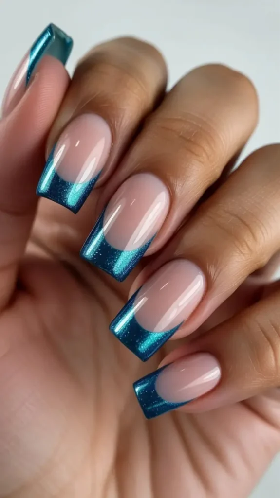 Turquoise Nail Designs French Tip
