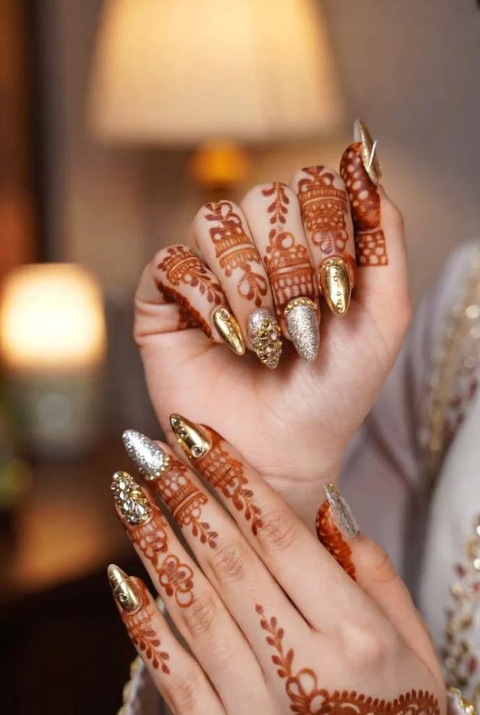 Wedding Nails for Bride with Glitter