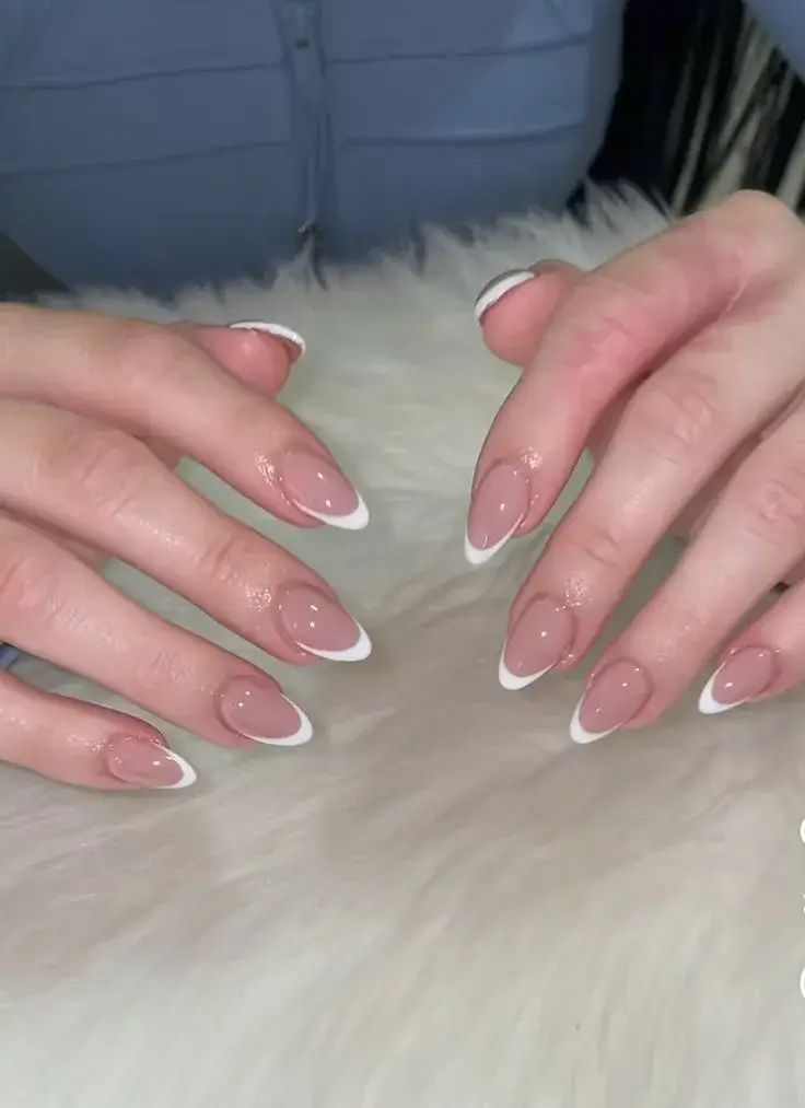 White Tip Nails Almond