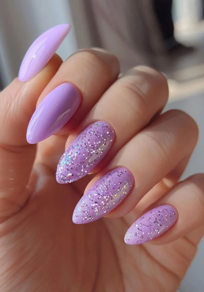 Purple Nails Glitter Designs